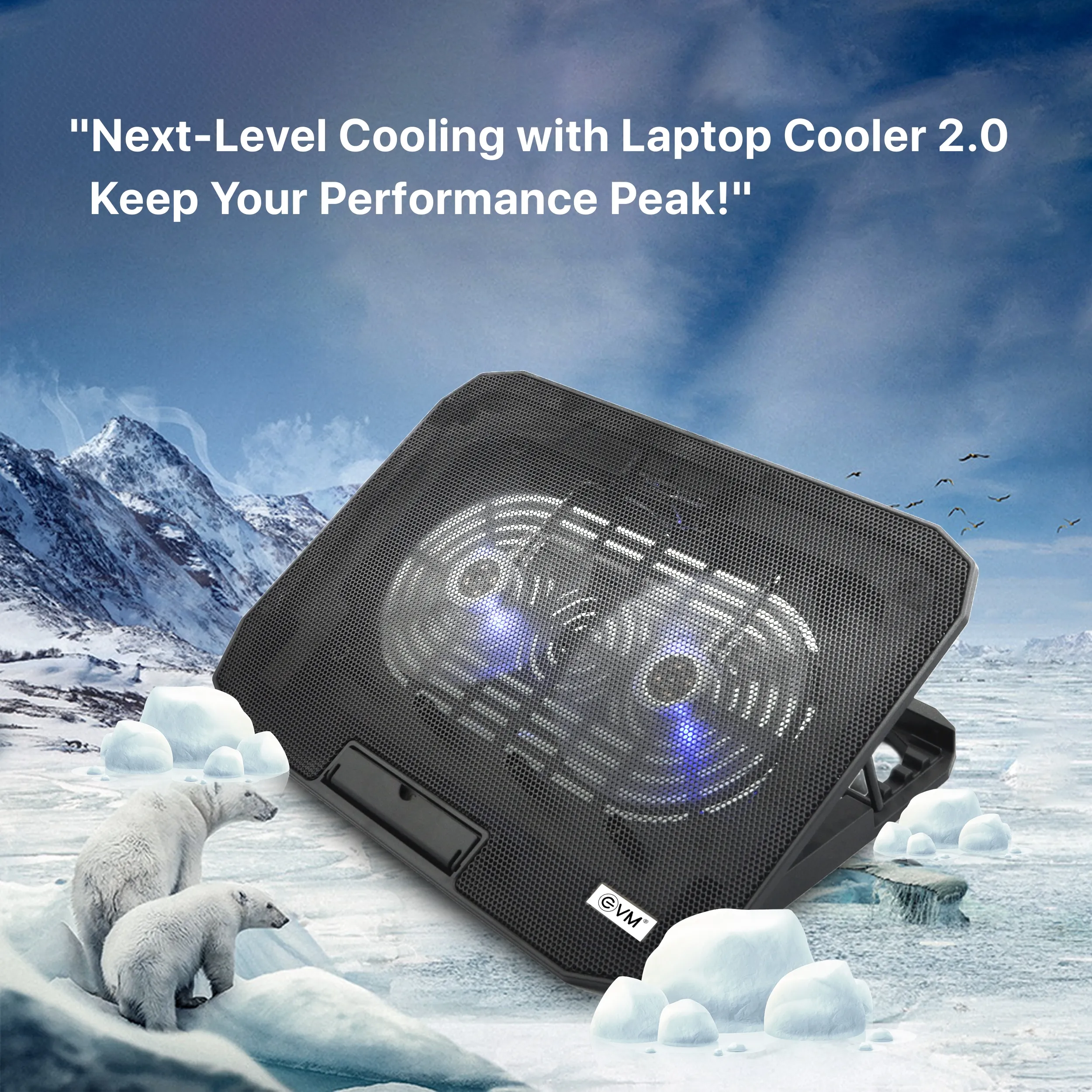EVM Laptop Cooling Pad with Dual LED Fans for 15.6 Inch Laptops view 5